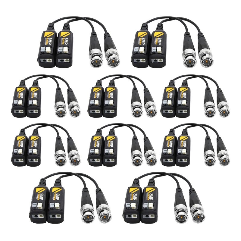 Douzime 10 Pairs 8MP/4K HD BNC Video Balun Transceiver for AHD/TVI/CVI/CVBS Cameras Transmit 720P/960P/1080P/3MP/5MP/8MP via UTP RJ45 Cable for CCTV Security Systems - Image 1